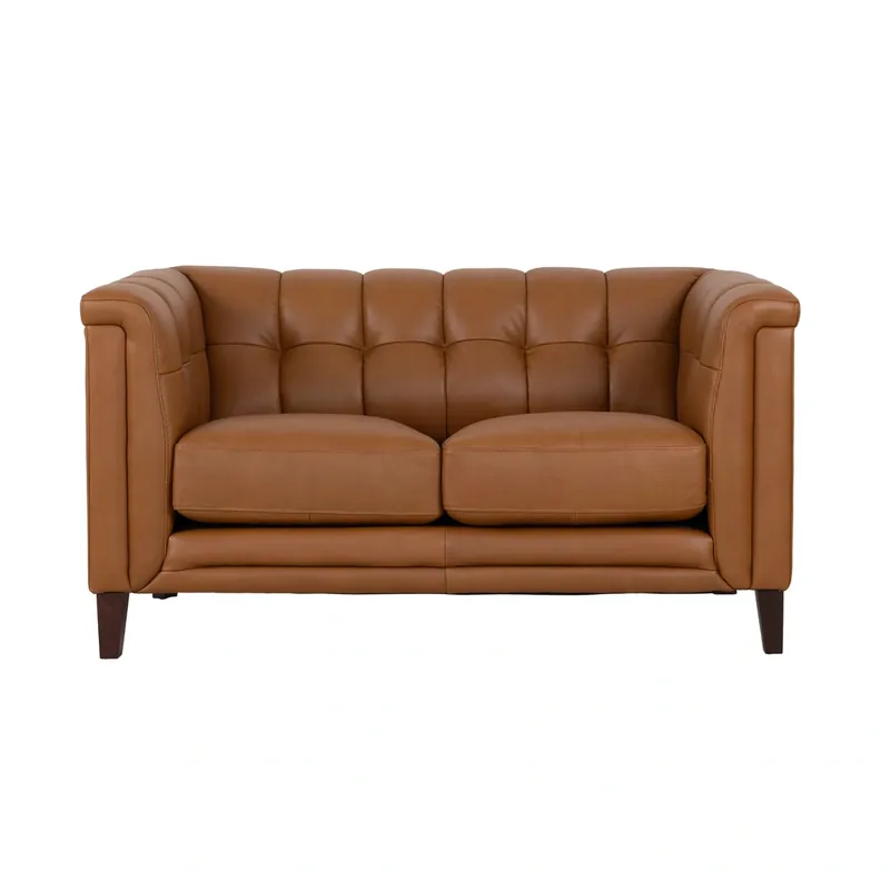 Hydeline Arvo Caramel Leather Loveseat