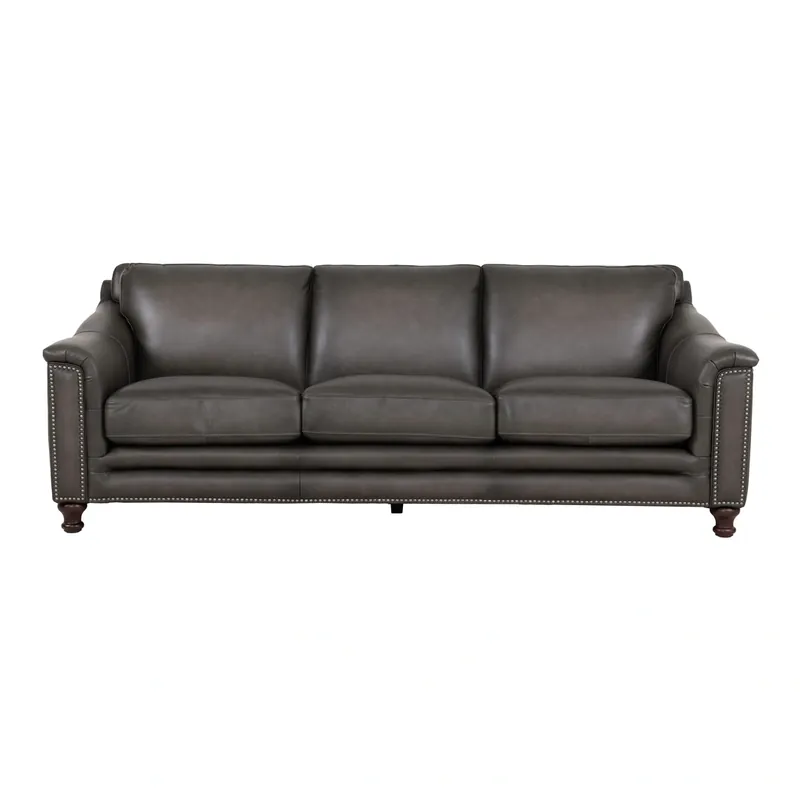 Hydeline Belfast Gray Leather Sofa