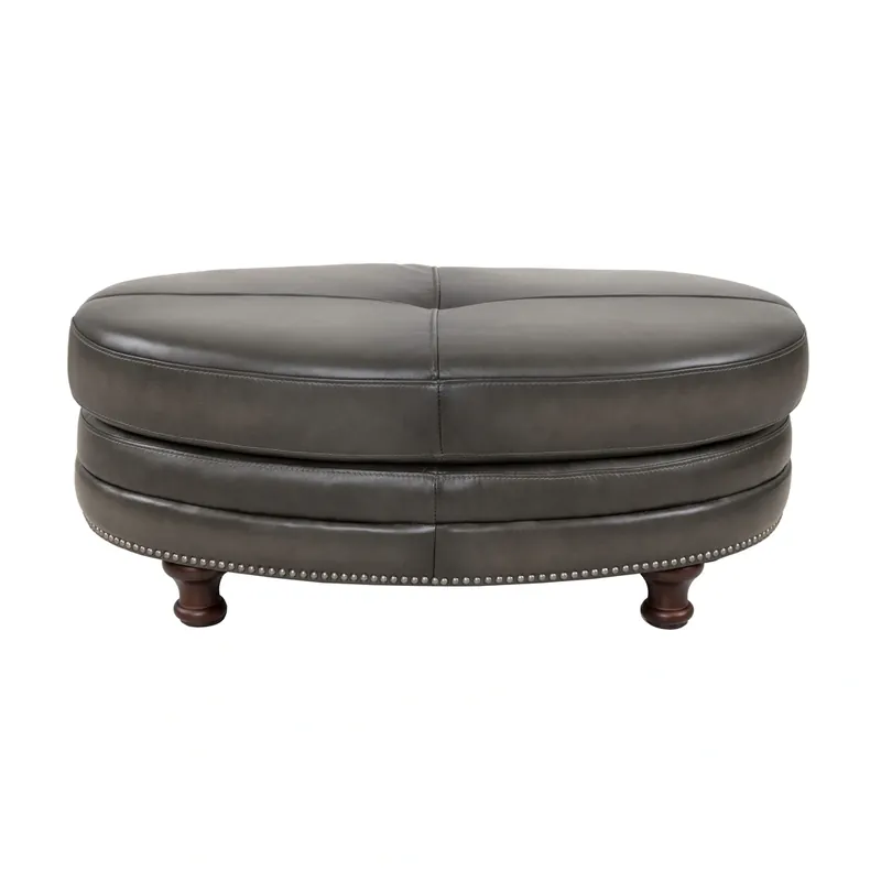 Hydeline Belfast Gray Leather Ottoman