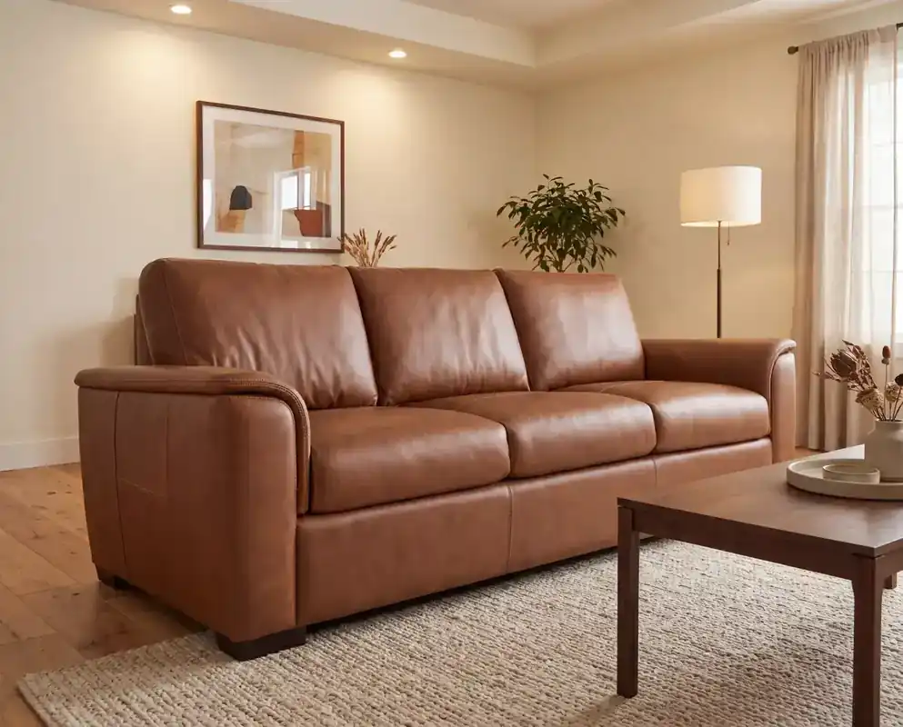 Flexsteel Henry Brown Leather Sofa