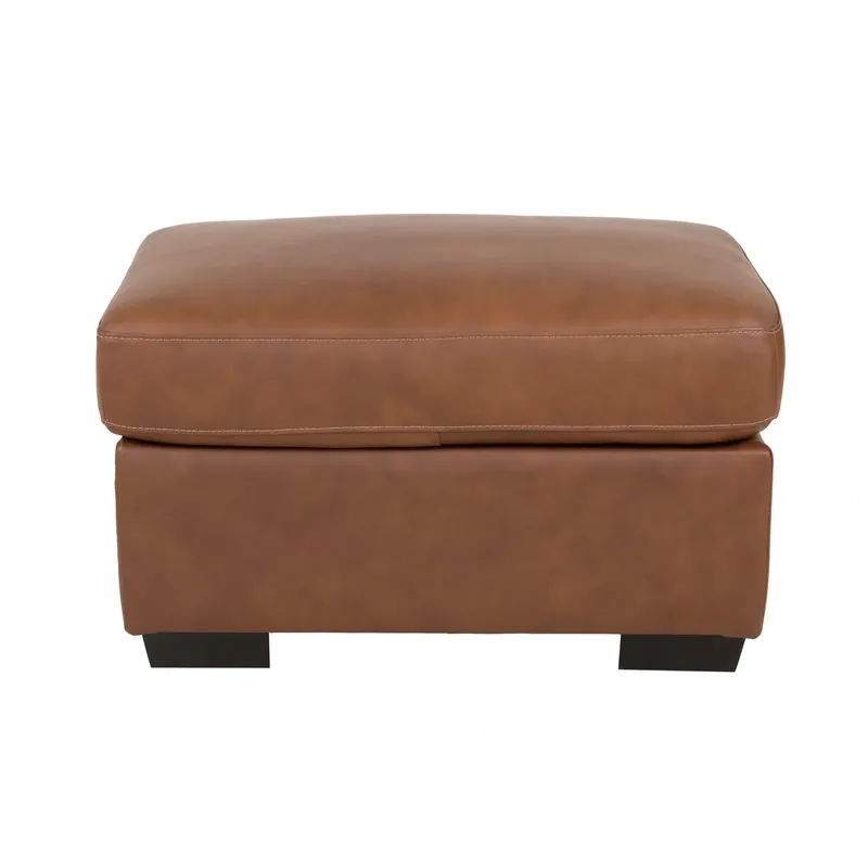 Flexsteel Henry Brown Leather Ottoman