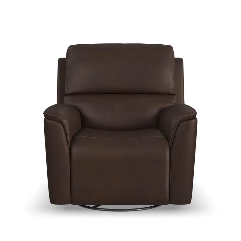 Flexsteel Henry Burnt Umber Leather Power Swivel Glider Recliner