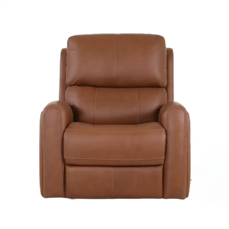 Flexsteel Linden Caramel Leather Power Swivel Glider Recliner with Heat & Massage