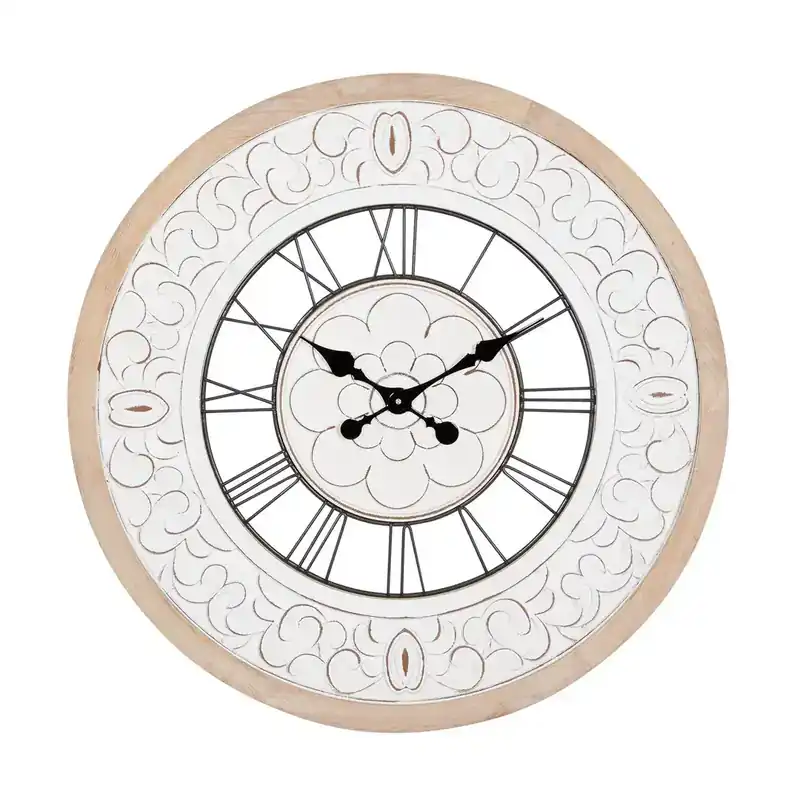 Deco Marché 32-Inch Carved Round Wall Clock
