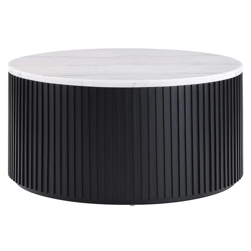 Steve Silver Colvin Black Marble Round Coffee Table