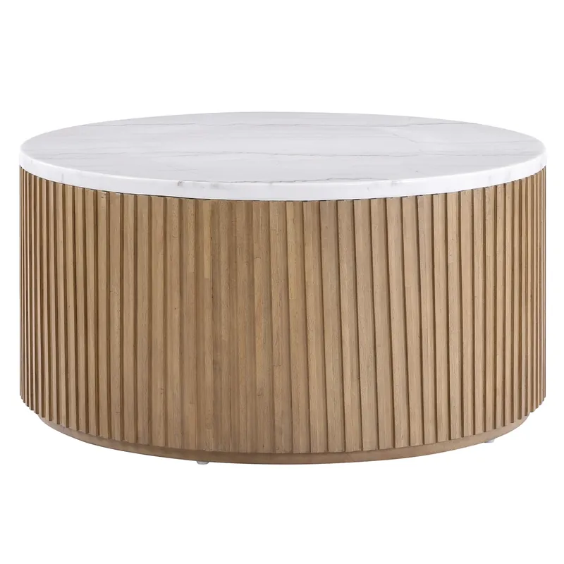 Steve Silver Colvin Toffee Marble Round Coffee Table
