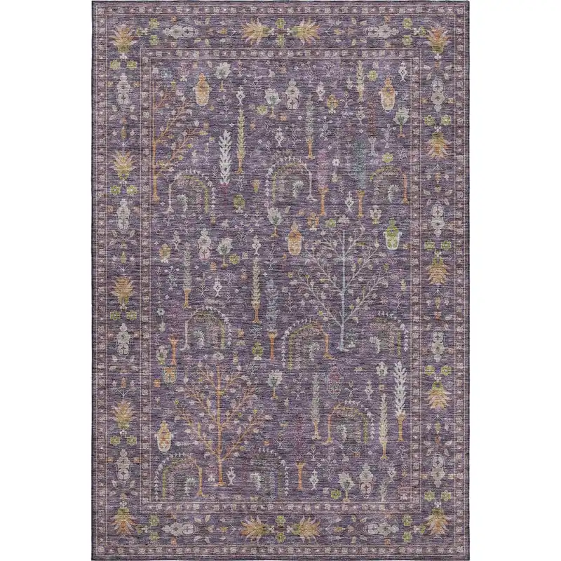 Dalyn Hatay Washable Rug in Eggplant - 5 x 7.6