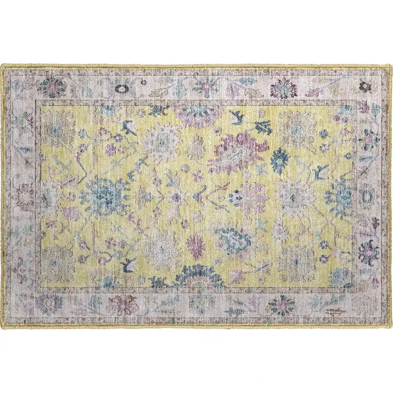 Dalyn Hatay Washable Rug in Yellow - 3 x 5