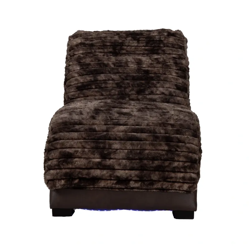 Global Dominic Mink Brown Chaise with USB Ports