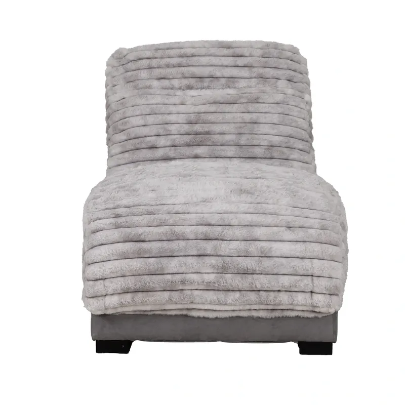 Global Dominic Nickel Gray Chaise with USB Ports