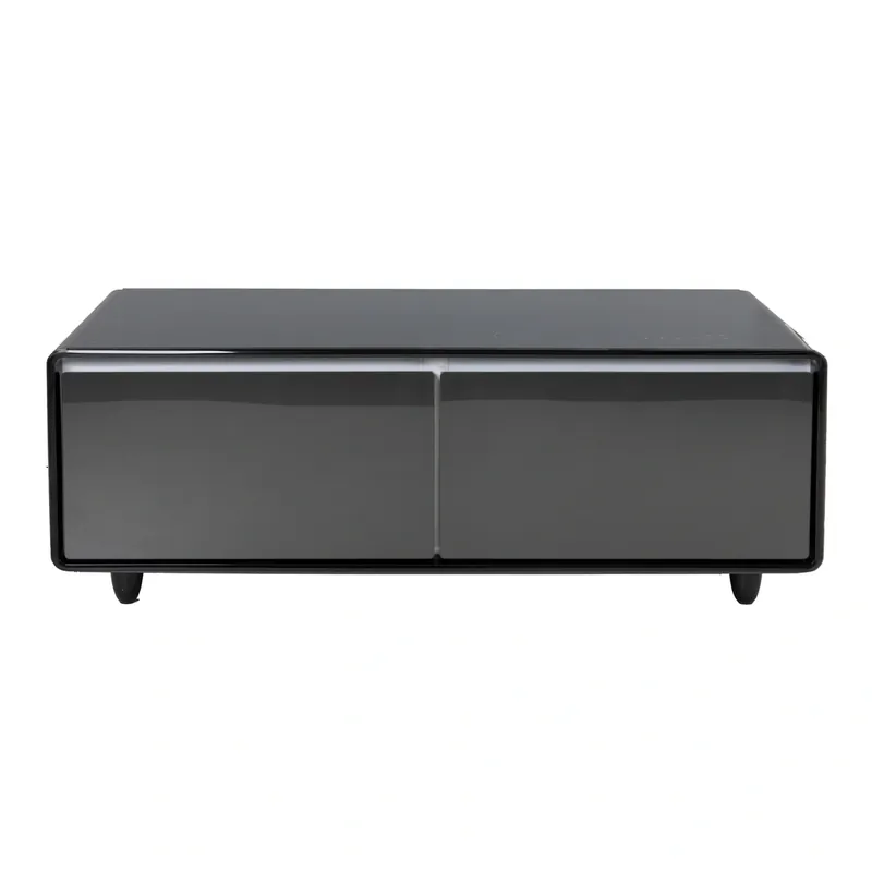Technical Pro XFridge Black Smart Refrigerated Coffee Table with Charging Station and Bluetooth