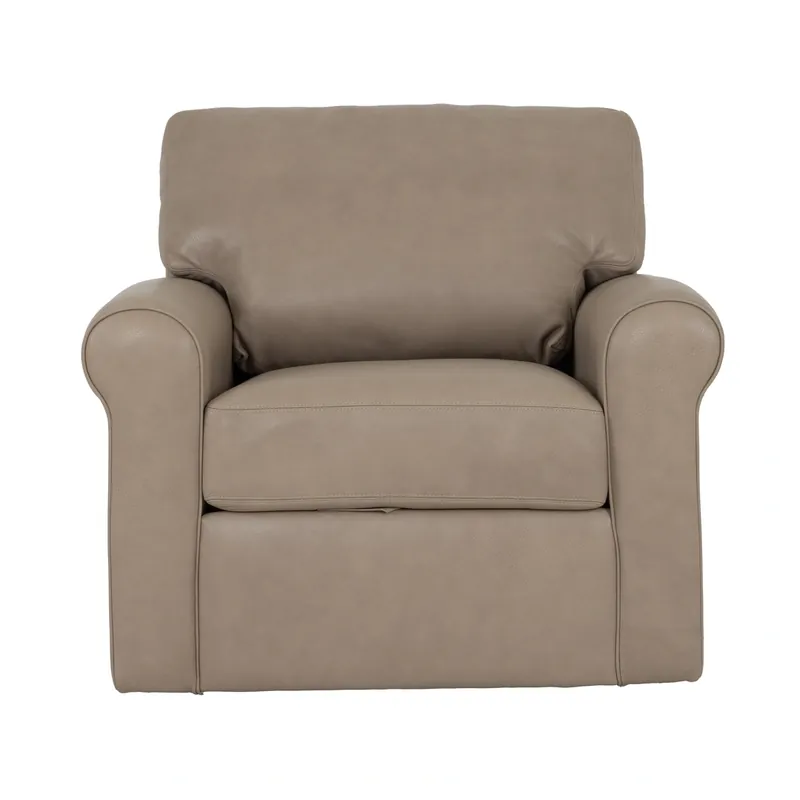American Leather Sutton Champagne Leather Swivel Chair