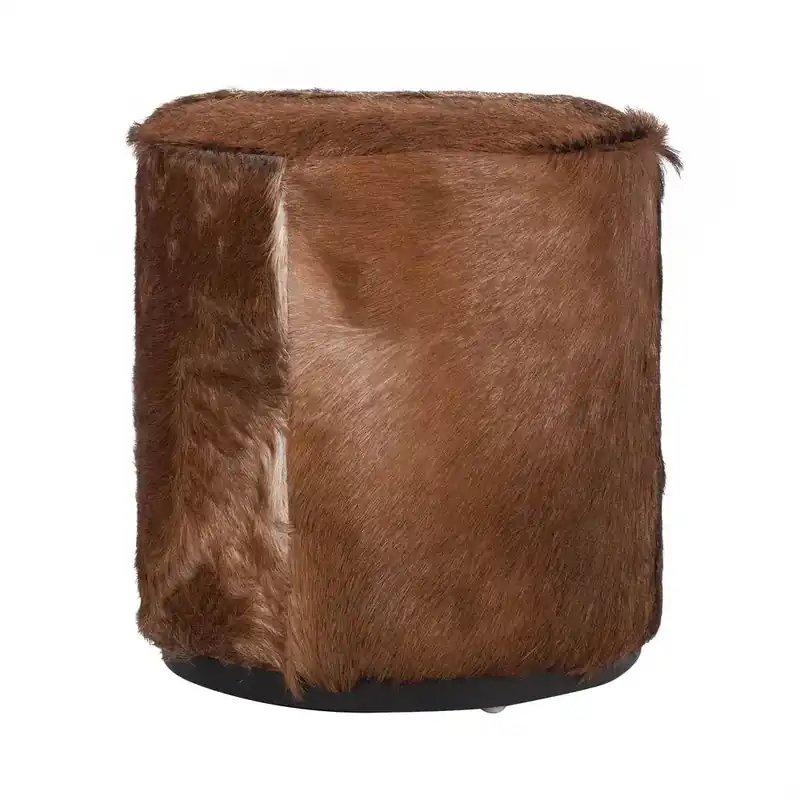 Modus Furniture Matola Round Goatskin Ottoman - 24-Inch