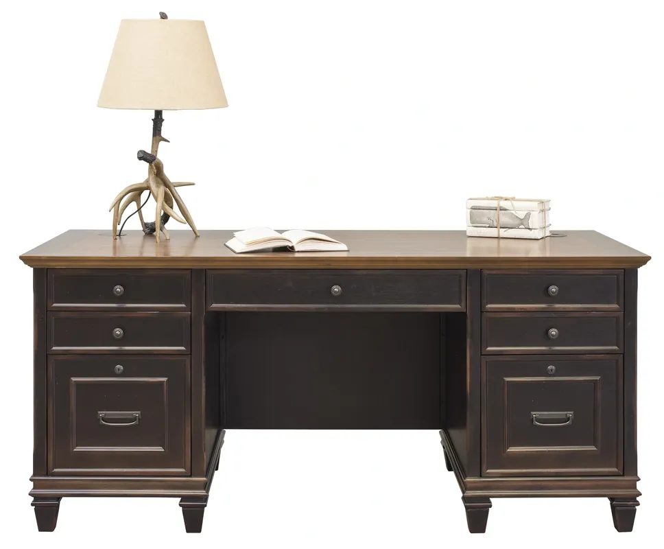 Martin Furniture Hartford Black Double Pedestal Desk