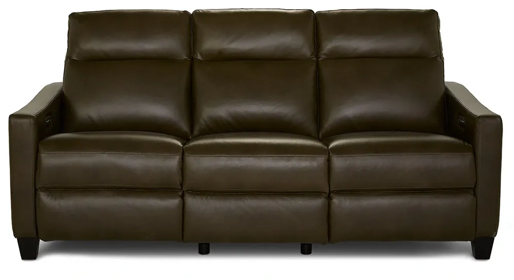 La-Z-Boy Quinault Clifton Olive Leather Power Reclining Sofa