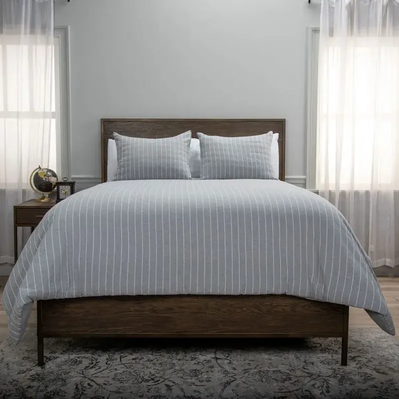 Rizzy Willow Lane Gray 3-Piece Queen Comforter Set