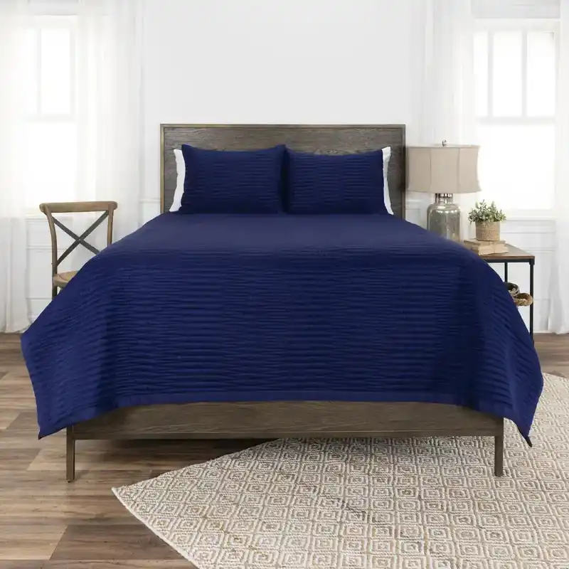 Rizzy Parker Navy 3-Piece Queen Quilt Set