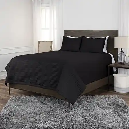 Rizzy Parker Black 3-Piece King Quilt Set