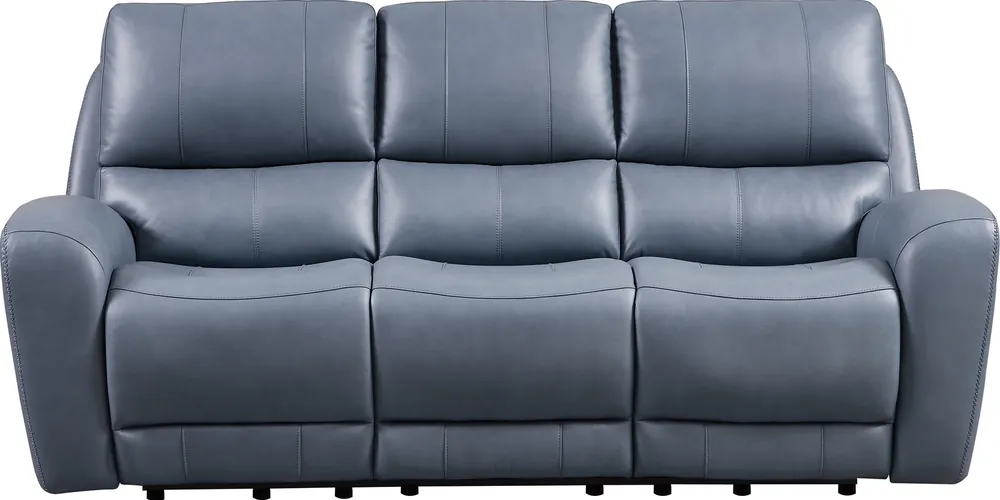 Leather Italia Bel Air Leather Lay-Flat Power Reclining Sofa in Persian Blue