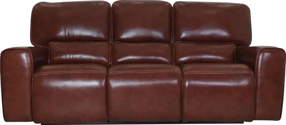 Leather Italia Broadway Leather Power Reclining Sofa in Brown