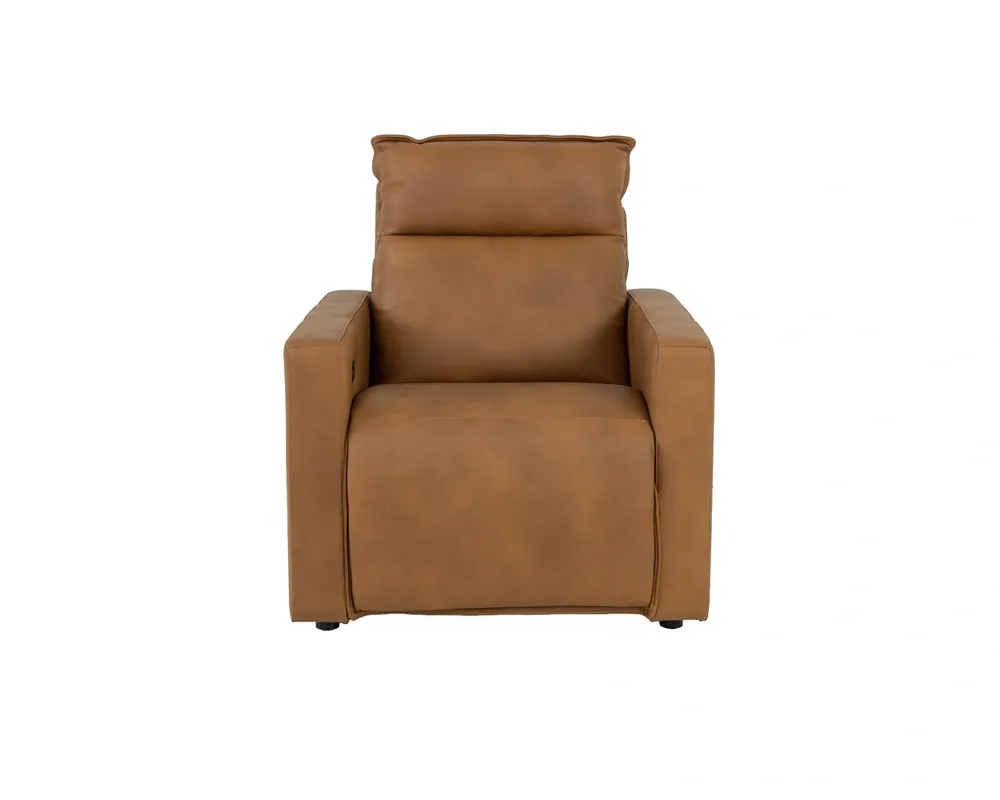 Leather Italia Adell Saddle Brown Leather Power Recliner