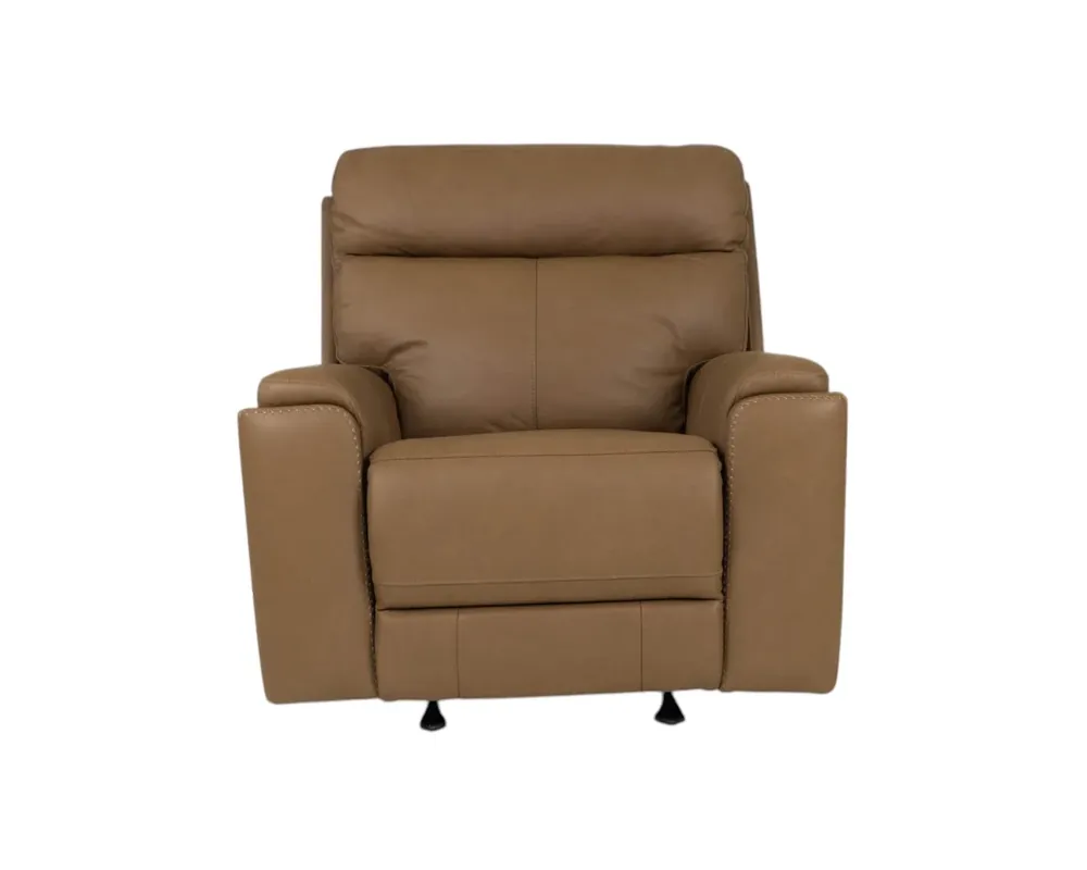 Leather Italia Bryant Leather Power Glider Recliner in Tuscan Tan