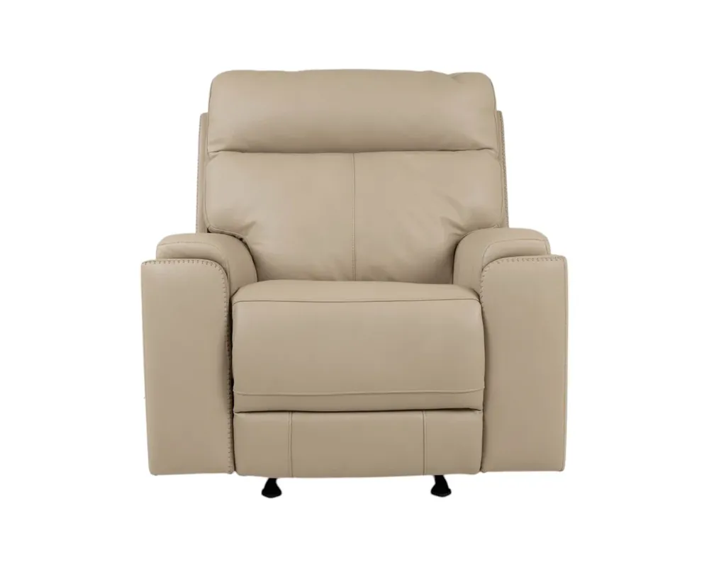 Leather Italia Bryant Leather Power Glider Recliner in Taupe