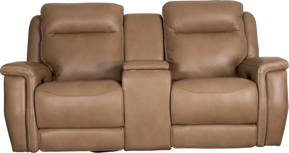 Leather Italia Fischer Leather Power Reclining Loveseat with Console