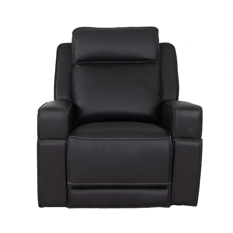 Leather Italia Valley Power Glider Recliner in Black Leather
