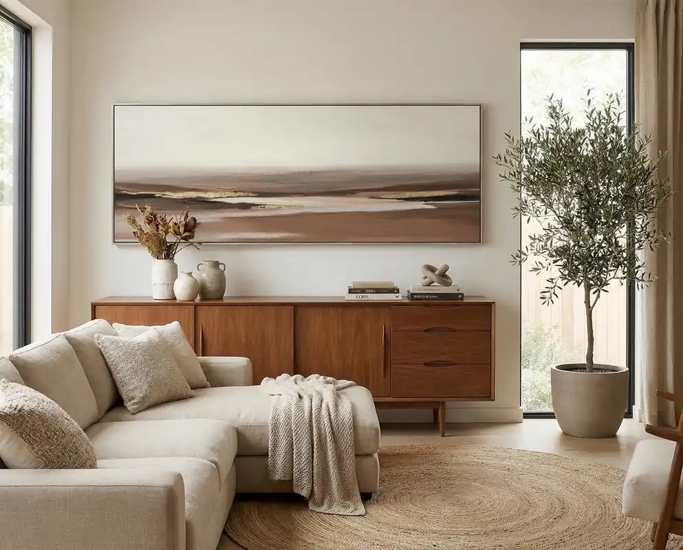 Classy Art Brown Horizons Framed Canvas Wall Art - 20 x 60
