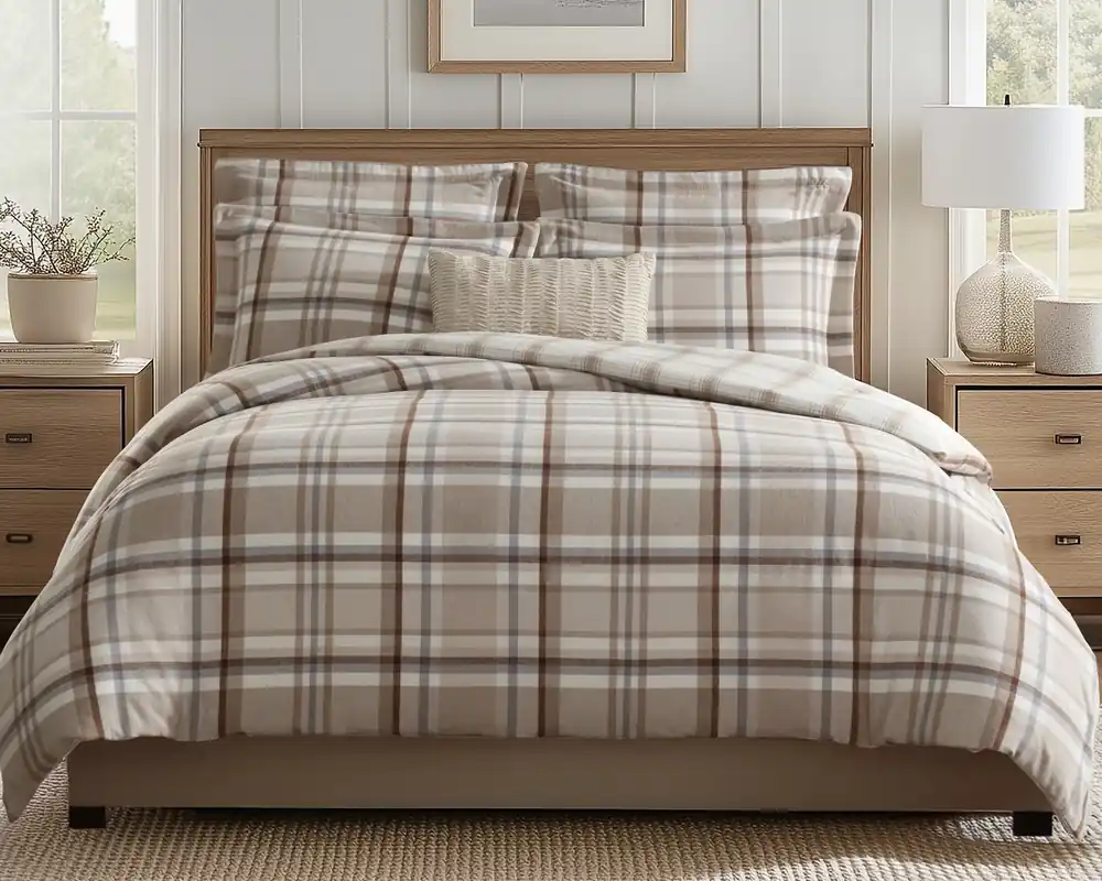 Levtex Home Spencer Plaid 3-Piece Comforter Set in Neutral - Queen