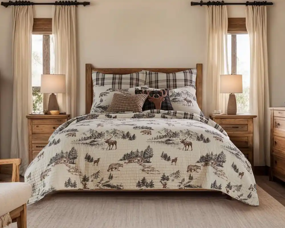Levtex Home Lodge Toile 3-Piece Reversible Quilt Set - King