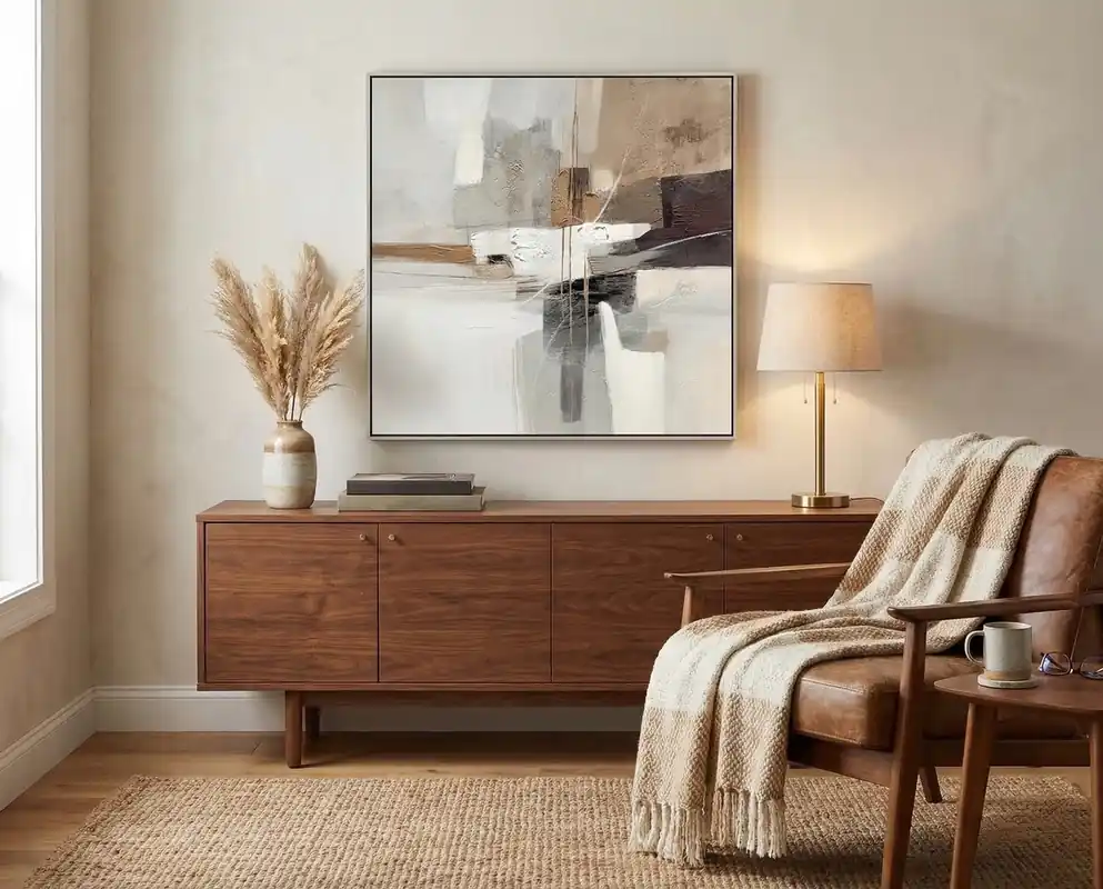 Classy Art Earthy Abstraction I Framed Canvas Wall Art - 30 x 30