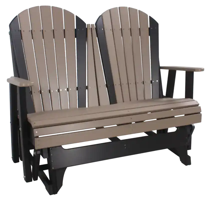 Amish Outdoors Deluxe Weatherwood/Black Adirondack Glider Loveseat