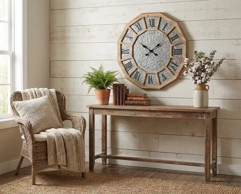 Crestview Collection Scalloped Galvanized Metal Wall Clock - 31 x 31