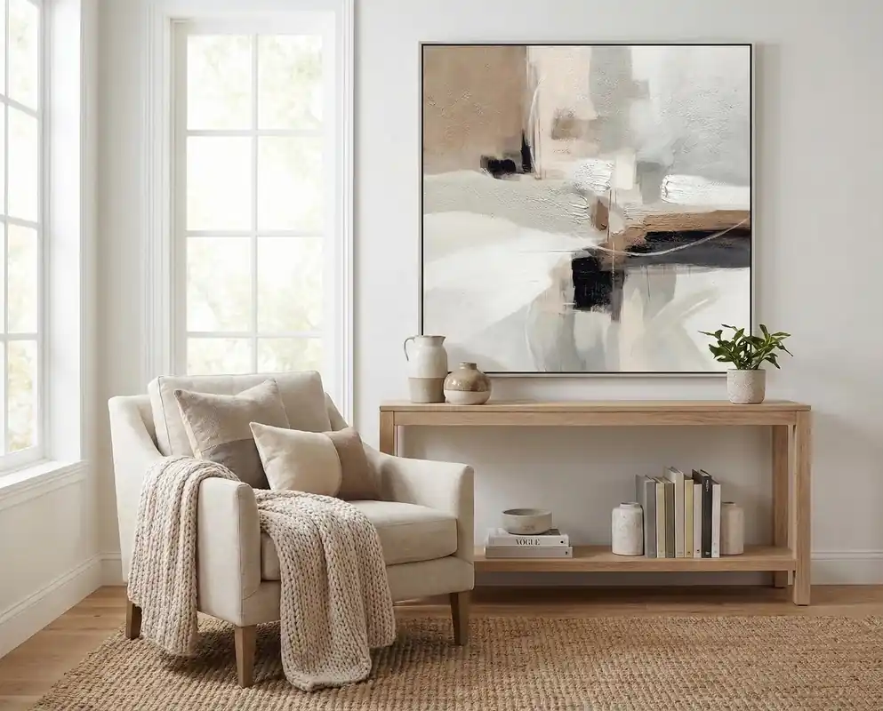 Classy Art Earthy Abstraction II Framed Canvas Wall Art - 30 x 30