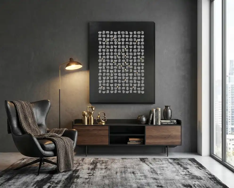 Classy Art Midnight Mosaic Luxe Wrapped Canvas Wall Art - 48 x 36