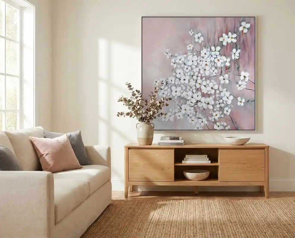 Classy Art Flower Branch Framed Canvas Wall Art - 39 x 39