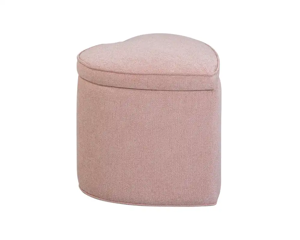 Linon Portia Heart Storage Ottoman in Pink