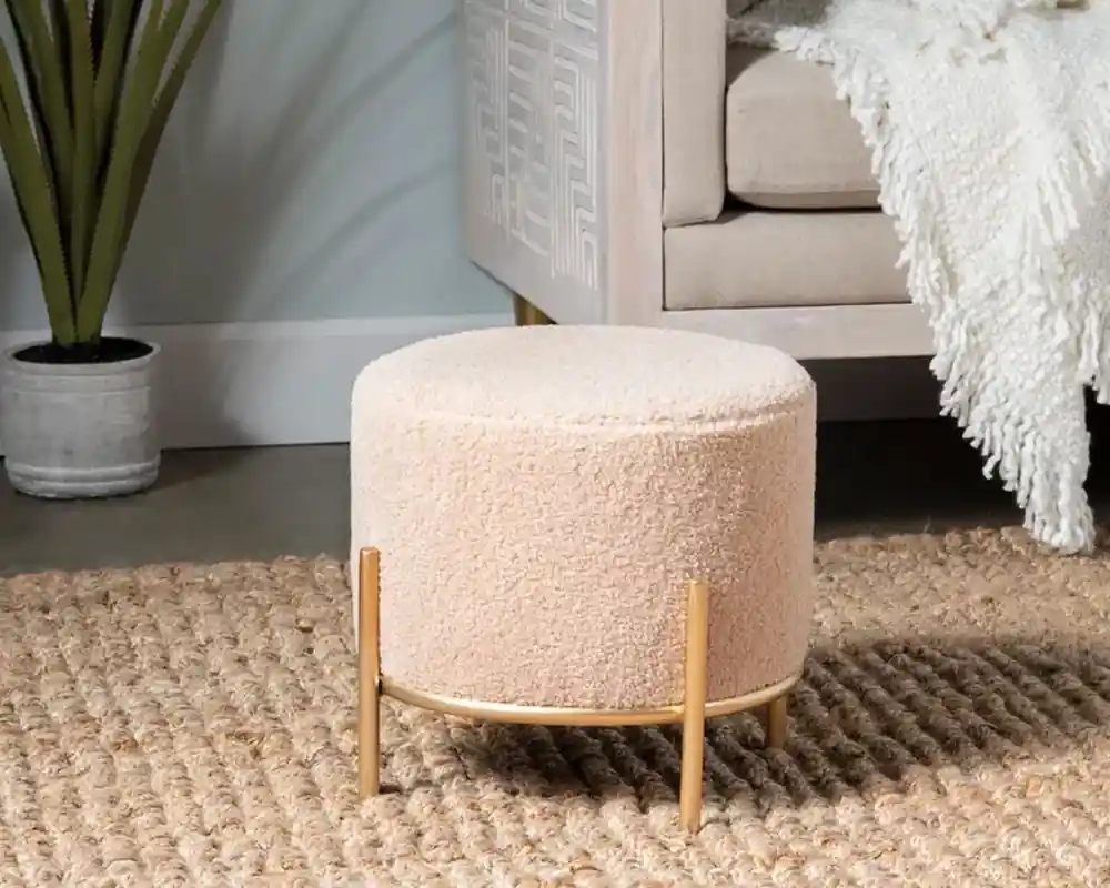 Crestview Collection Zanella Round Sherpa Foot Stool