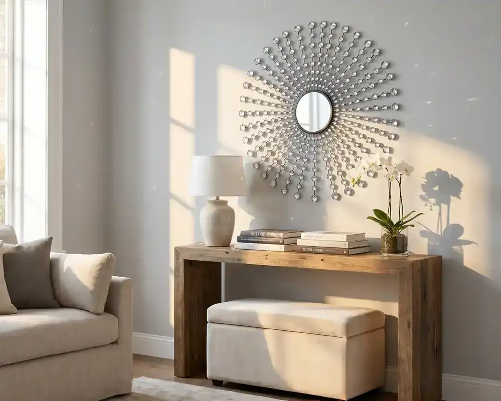 Crestview Collection Dazzling Round Sunburst Mirror - 36 x 36