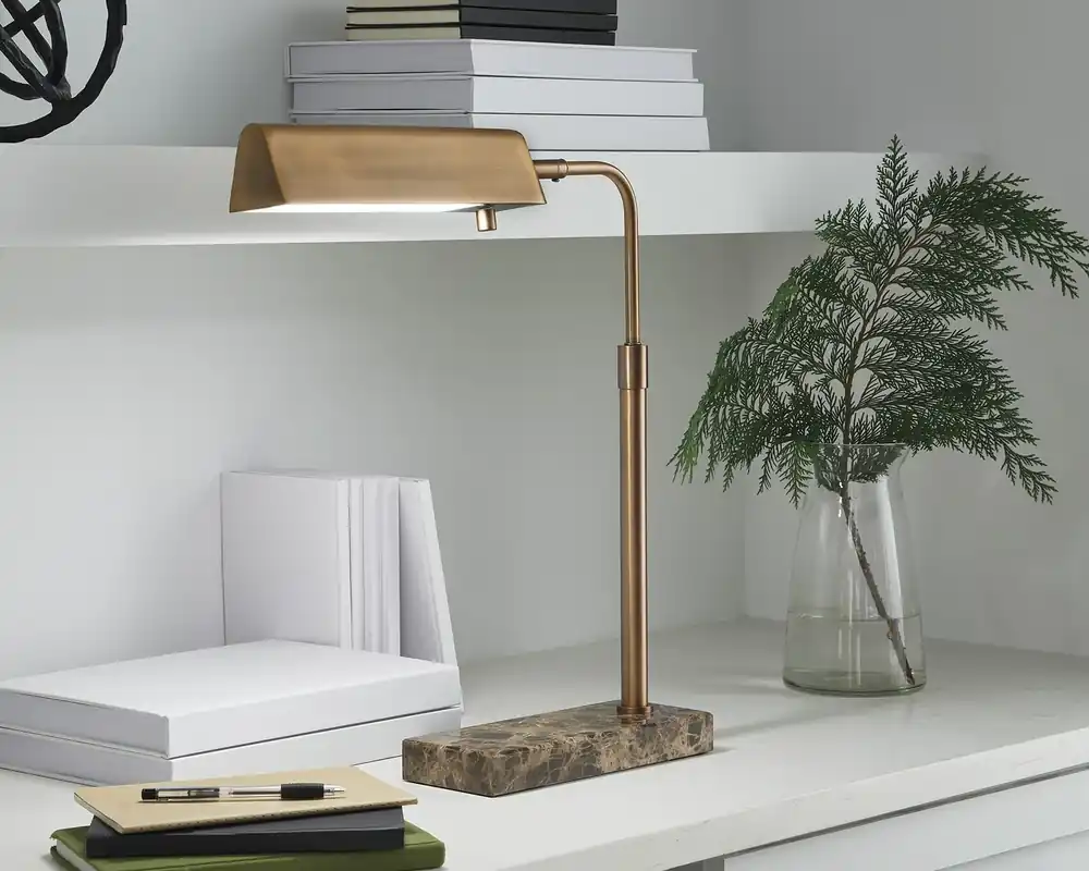Ashley Yafe Metal Desk Lamp with Marble Base