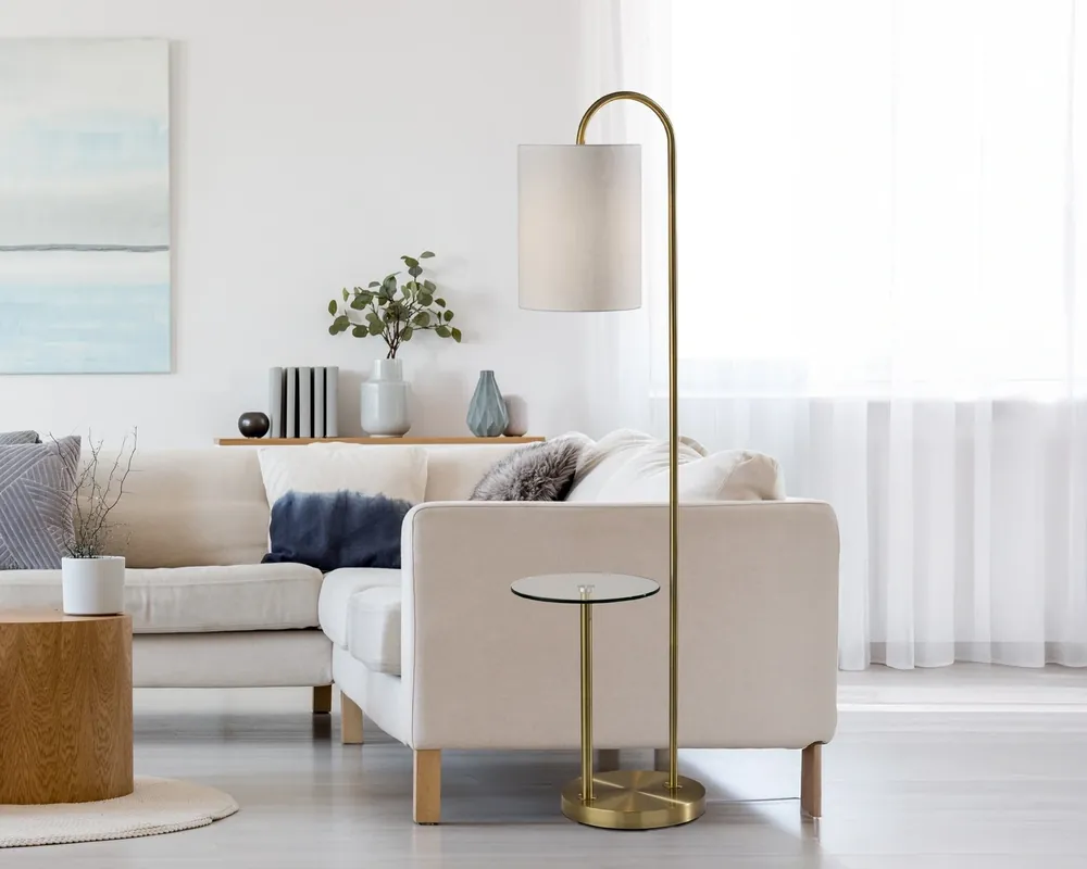 Adesso Inc. Amira Floor Lamp with Glass Shelf