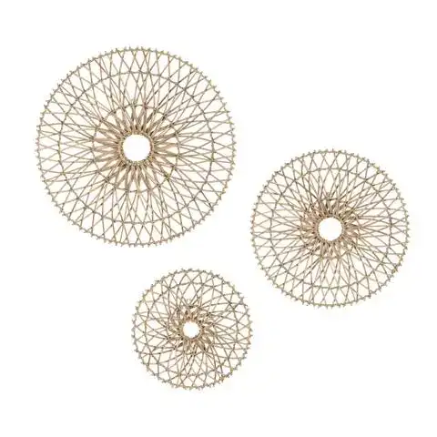 Crestview Collection Sunburst Rattan Wall Art - Set of 3
