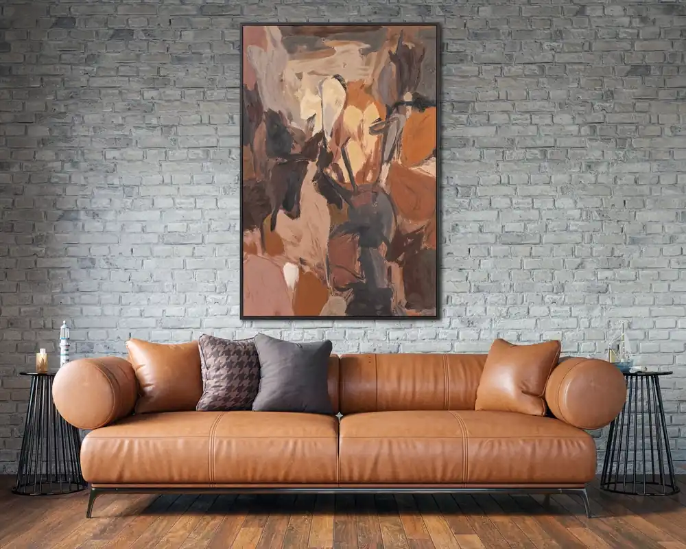 Streamline Art Ochre Embers Framed Canvas Wall Art - 40 x 61