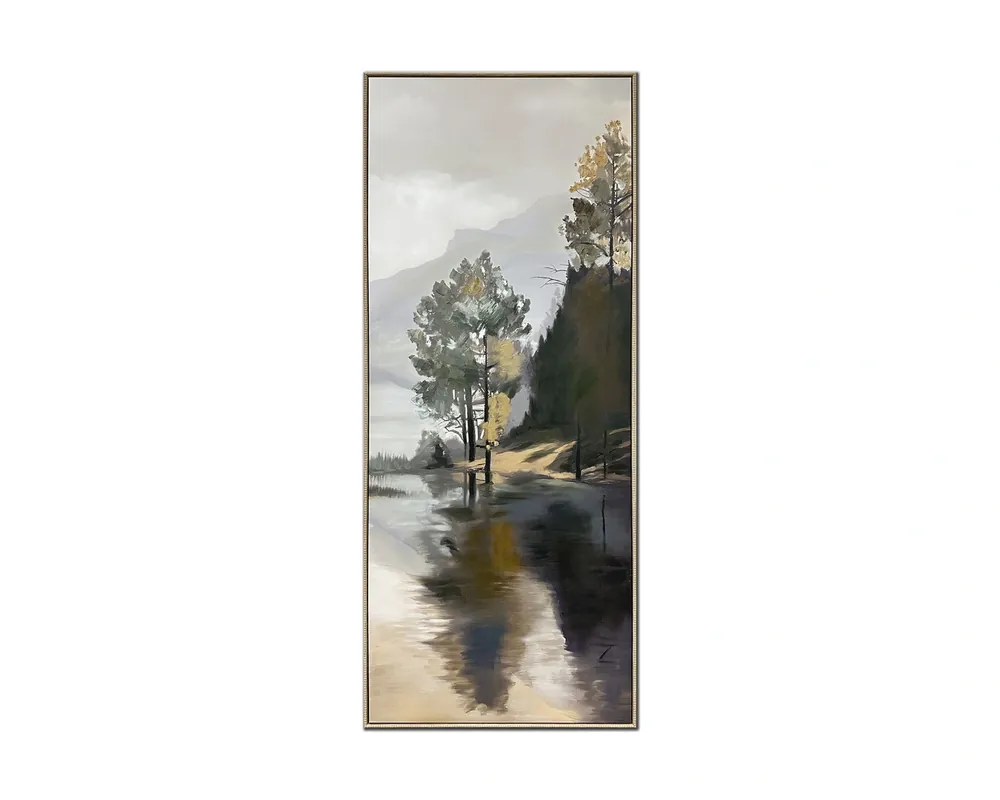Streamline Art Soft Divide II Framed Canvas Wall Art - 30 x 72