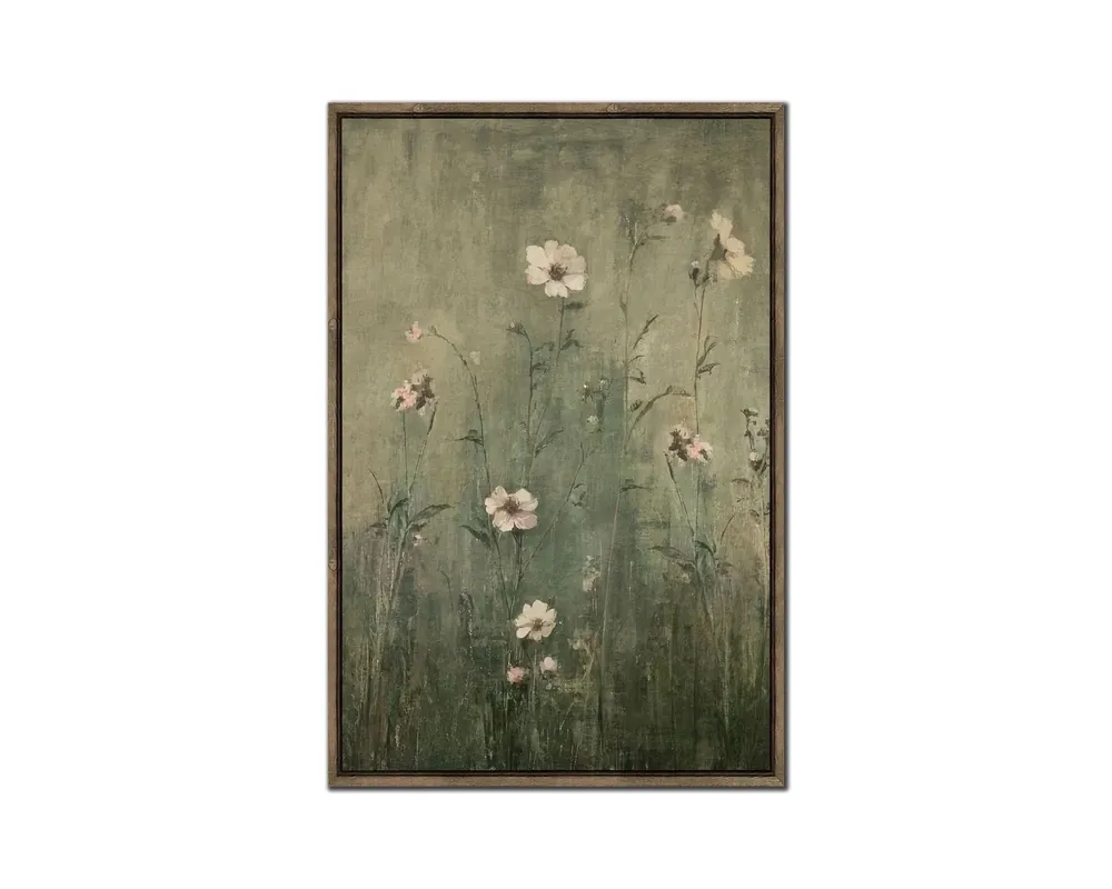 Streamline Art Meadow in Moss II Framed Canvas Wall Art - 20 x 31