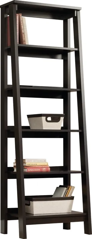 Sauder Trestle Jamocha Wood Ladder Bookcase