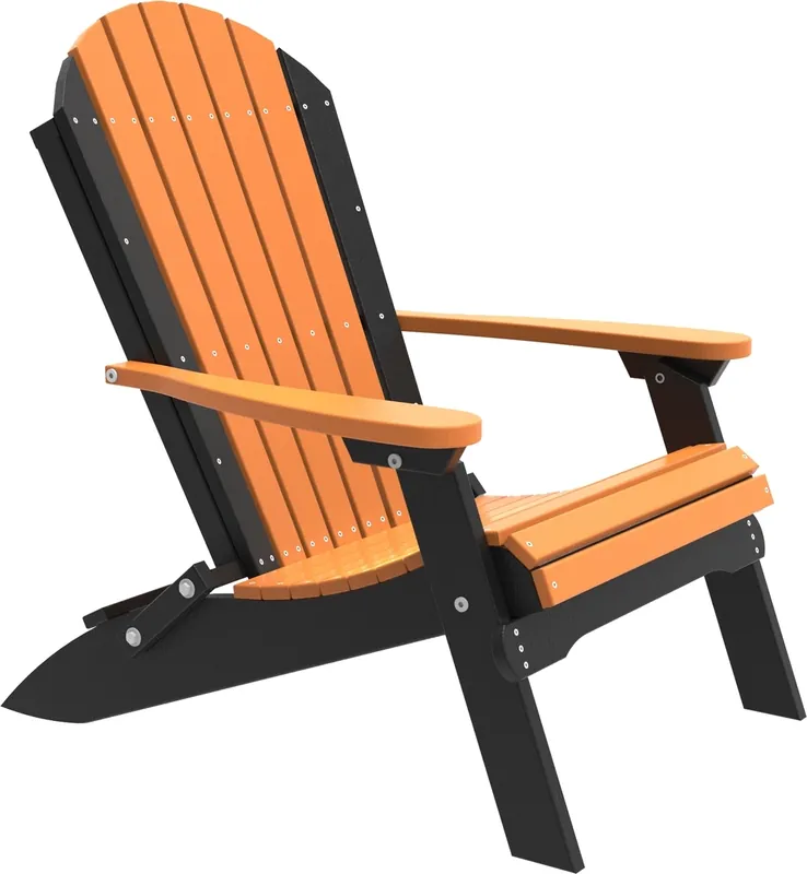 Amish Outdoors Tangerine/Black Folding Adirondack Chair