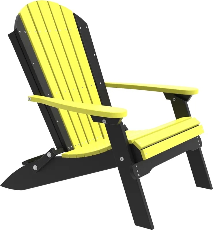Amish Outdoors Yellow/Black Folding Adirondack Chair